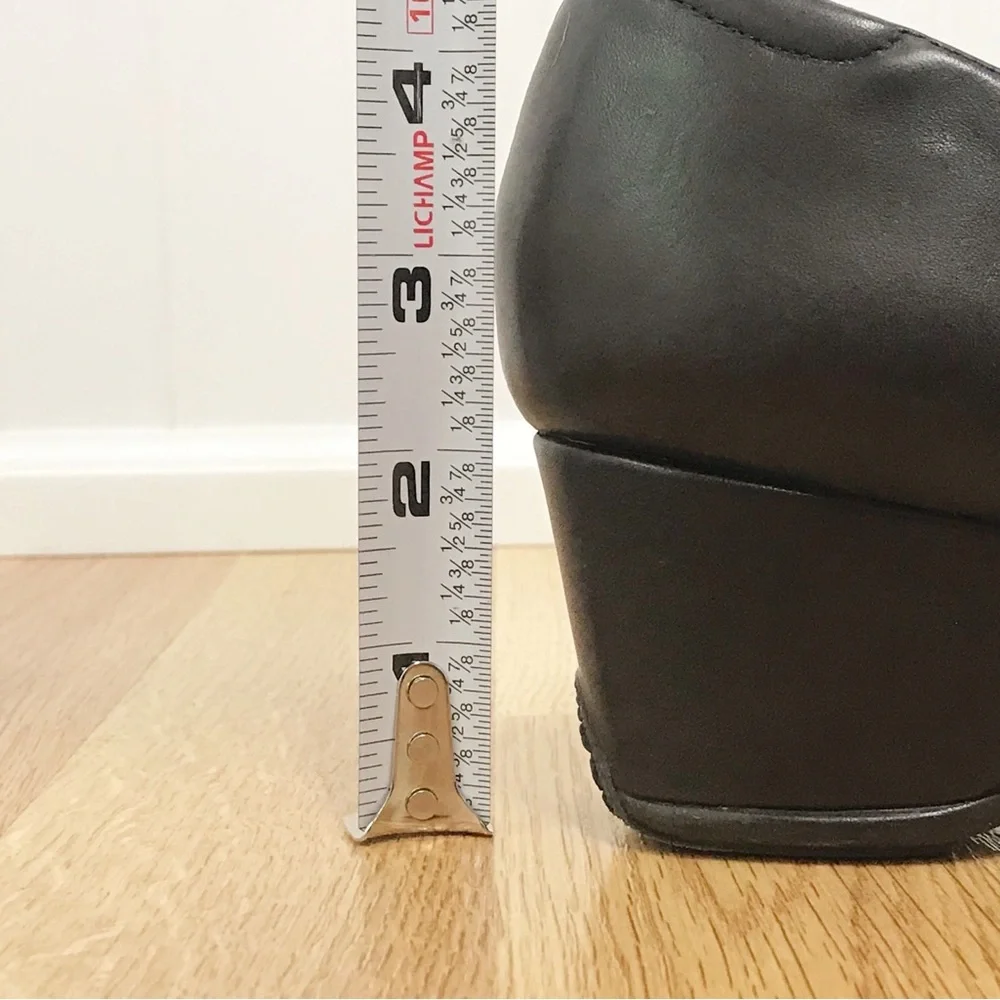NURTURE Brown Leather Square‎ Toe Heel Pump Wedge Chunky Block Heel Size 9.5